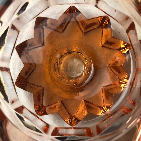 Indiana Glass American Whitehall Taper Holder Peach Candlestick Set 2 Item #1966 - Picture 6 of 12